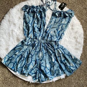 NLW Shorts Romper Blue Women’s Size Small NEW‎